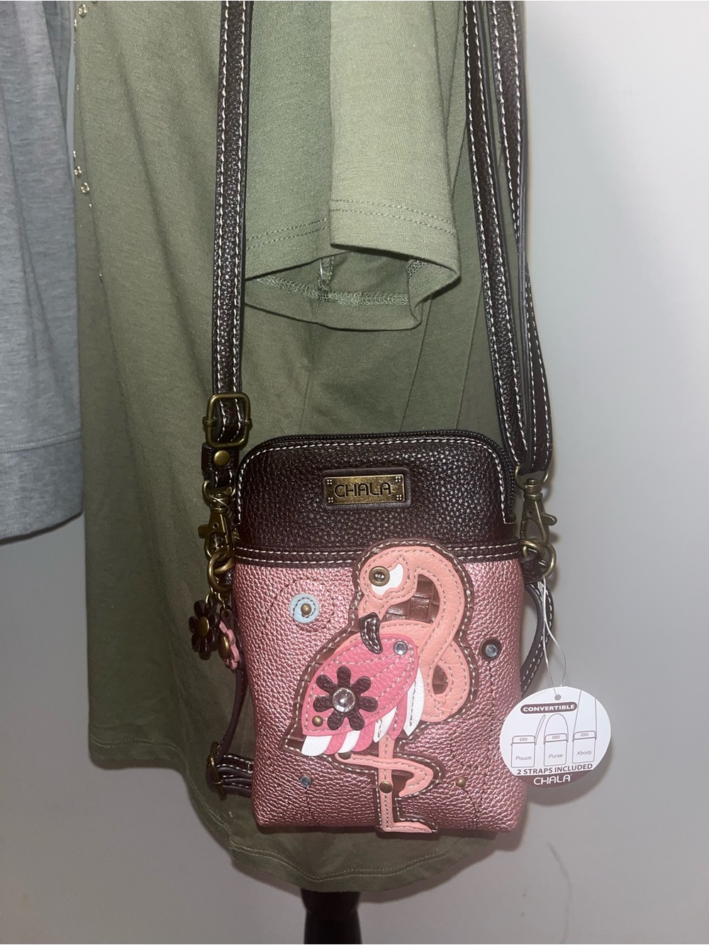 New Chala Pink Flamingo Crossbody Bag